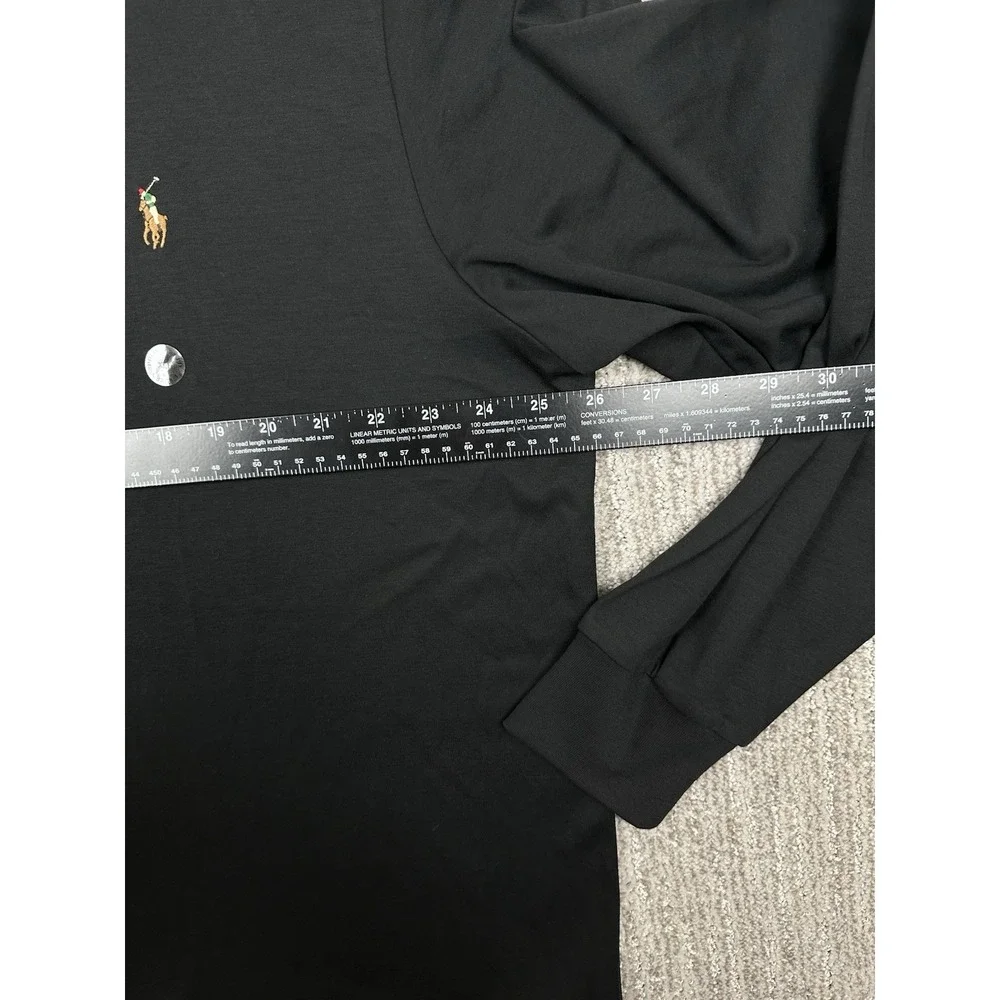 Polo Ralph Lauren Mens XLT Long Sleeve Polo Shirt Black Flesh Pony Cotton NWT